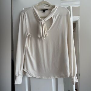 Lauren Ralph Lauren Cream Tie-Neck Blouse